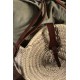 Sac osier souple Cabas rond palmier anse cuir