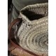 Sac osier souple Cabas rond palmier anse cuir