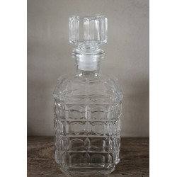 Carafe à whisky verre Carrés relief vintage