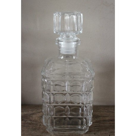 Carafe à whisky verre Carrés relief vintage