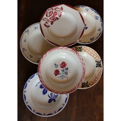 6 assiettes creuses dépareillé Bourgogne Marjolaine Digoin Sarreguemines Badonviller