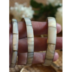 Lot 3 bracelets vintage cercles laiton nacre