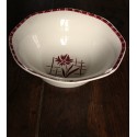 Grand saladier Sylvia Digoin Sarreguemines fleur rouge Art Deco