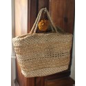 Cabas Panier vannerie souple deux anses à main vintage