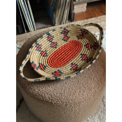 Plateau ovale souple vannerie vintage couleurs