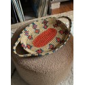Plateau ovale souple vannerie vintage couleurs