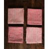 Un lot de 4 serviettes de table rayures vichy rouge