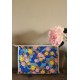 Trousse de toilette vintage bleu fleurs rose jaune