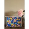 Trousse de toilette vintage bleu fleurs rose jaune