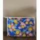 Trousse de toilette vintage bleu fleurs rose jaune