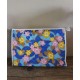 Trousse de toilette vintage bleu fleurs rose jaune