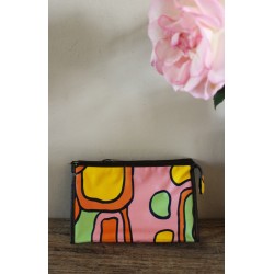 Trousse vintage années 60 géométrie couleurs