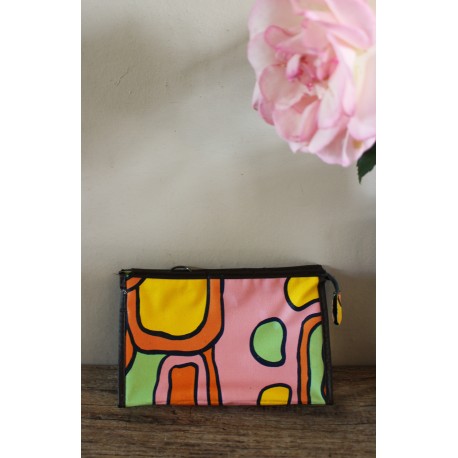 Trousse vintage années 60 géométrie couleurs