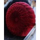 Coussin rond velours rouge foncé rosace tressé vintage
