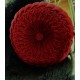 Coussin rond velours rouge foncé rosace tressé vintage