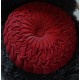 Coussin rond velours rouge foncé rosace tressé vintage