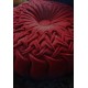 Coussin rond velours rouge foncé rosace tressé vintage