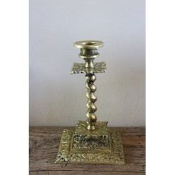 Bougeoir laiton base carrée décors