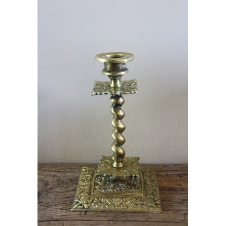 Bougeoir laiton base carrée décors