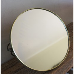 Miroir rond barbier double patte doré décors