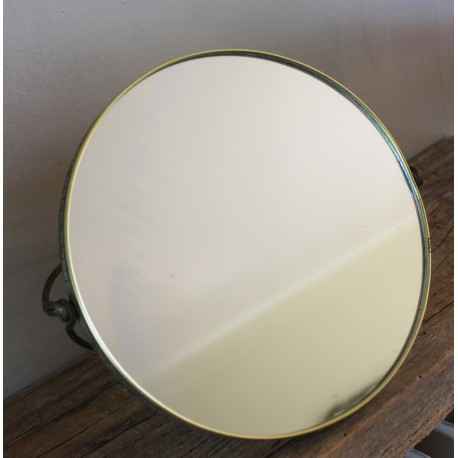 Miroir rond barbier double patte doré décors