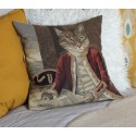 Housse de coussin Tapisserie Velours Chat Bourgeois