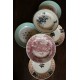 6 assiettes plates dépareillé Terre de fer bleu Anglais rose Roscoff orange Malmaison vert