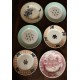 6 assiettes plates dépareillé Terre de fer bleu Anglais rose Roscoff orange Malmaison vert