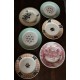 6 assiettes plates dépareillé Terre de fer bleu Anglais rose Roscoff orange Malmaison vert