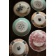 6 assiettes plates dépareillé Terre de fer bleu Anglais rose Roscoff orange Malmaison vert