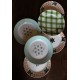 6 assiettes plates dépareillé Ecossais Malmaison vert Roscoff Badonviller