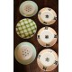 6 assiettes plates dépareillé Ecossais Malmaison vert Roscoff Badonviller