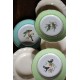6 assiettes plates dépareillé Ecru Vert Oiseaux Lunéville Badonviller Sarreguemines