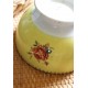Bol ancien sur pied faïence Jaune fleurs roses