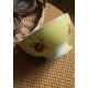 Bol ancien sur pied faïence Jaune fleurs roses