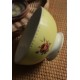 Bol ancien sur pied faïence Jaune fleurs roses