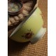 Bol ancien sur pied faïence Jaune fleurs roses