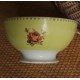 Bol ancien sur pied faïence Jaune fleurs roses