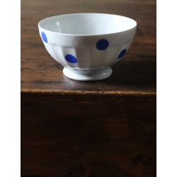 Un petit bol sur pied blanc pois bleus Chauvigny
