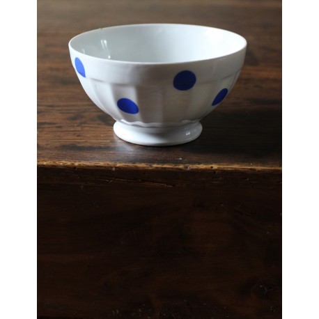 Un petit bol sur pied blanc pois bleus Chauvigny