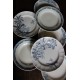 Un Lot de 7 assiettes Plates Terre de Fer bleu Marcel Alésia Exotique Longchamp