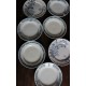 Un Lot de 7 assiettes Plates Terre de Fer bleu Marcel Alésia Exotique Longchamp