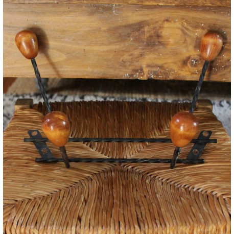 Porte manteaux double barre boules bois
