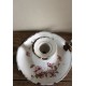 Bougeoir Rat de cave tôle émaillée blanc fleurs roses vintage