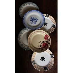 Lot 6 assiettes plates dépareillé Terre de Fer Digoin Badonviller