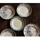 6 assiettes Plates Terre de Fer bleu Marcel Alésia Exotique Longchamp