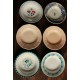 6 assiettes creuses dépareillées Digoin Sarreguemines rose bleu vert