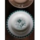 6 assiettes creuses dépareillées Digoin Sarreguemines rose bleu vert