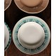 6 assiettes creuses dépareillées Digoin Sarreguemines rose bleu vert