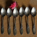 Un lot de 6 Cuillères à soupe métal argenté Feuillages